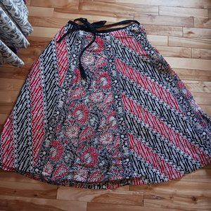 SALE!!!Indonesian Handmade Red, Navy, Black Batik Wrap Skirt
